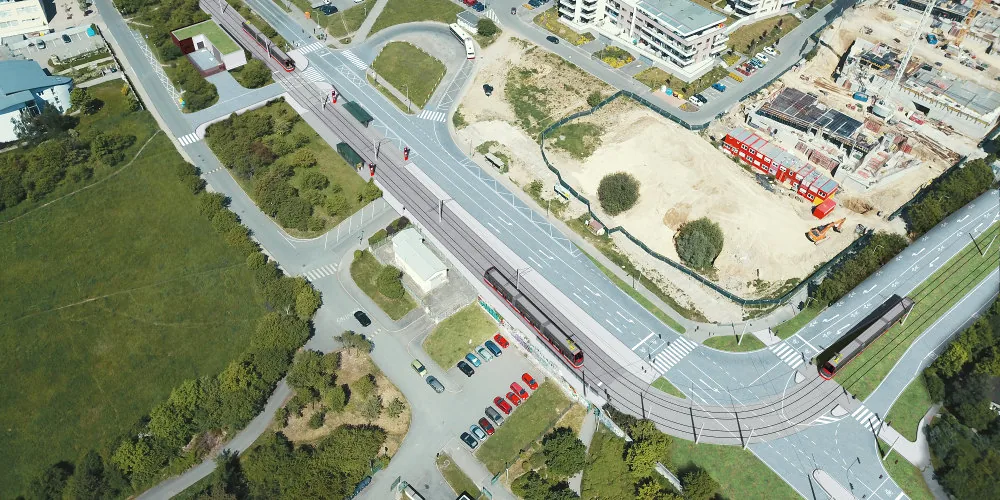 Stavba tramvajové trati mezi Modřany a Libuší
